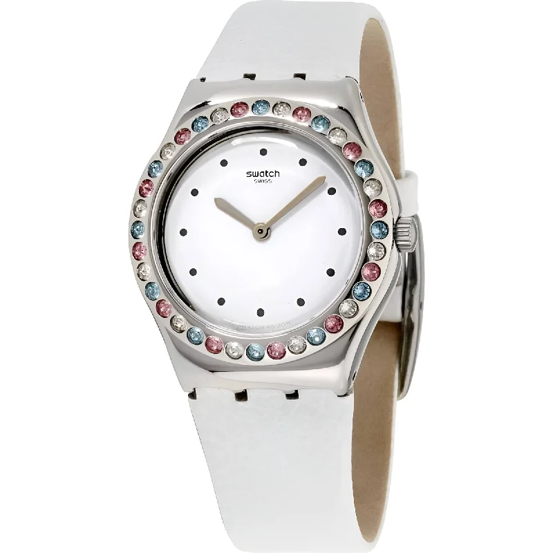 Unisex watch outdoor gear -Swatch Women's Watch - Irony After Dinner White Dial Silicone Rubber Strap | YLS201