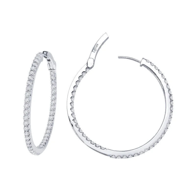 Ladies Earrings Constellation -Lafonn Simulated Diamond 2.64ct Inside Out 35mm Hoop Earrings E3012CLP