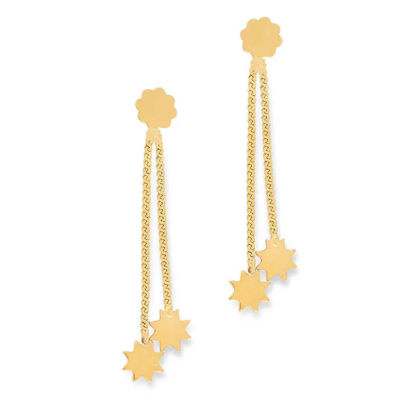 Ladies Earrings Desert -Star Drop Earrings 9 carat Yellow Gold