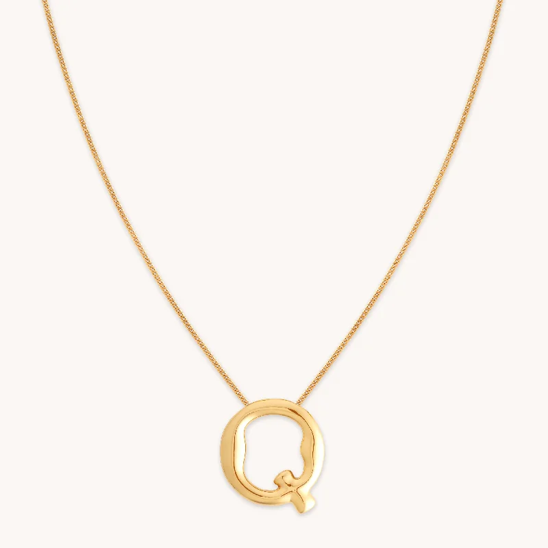 Bold necklaces for women-Q Initial Bold Pendant Necklace in Gold