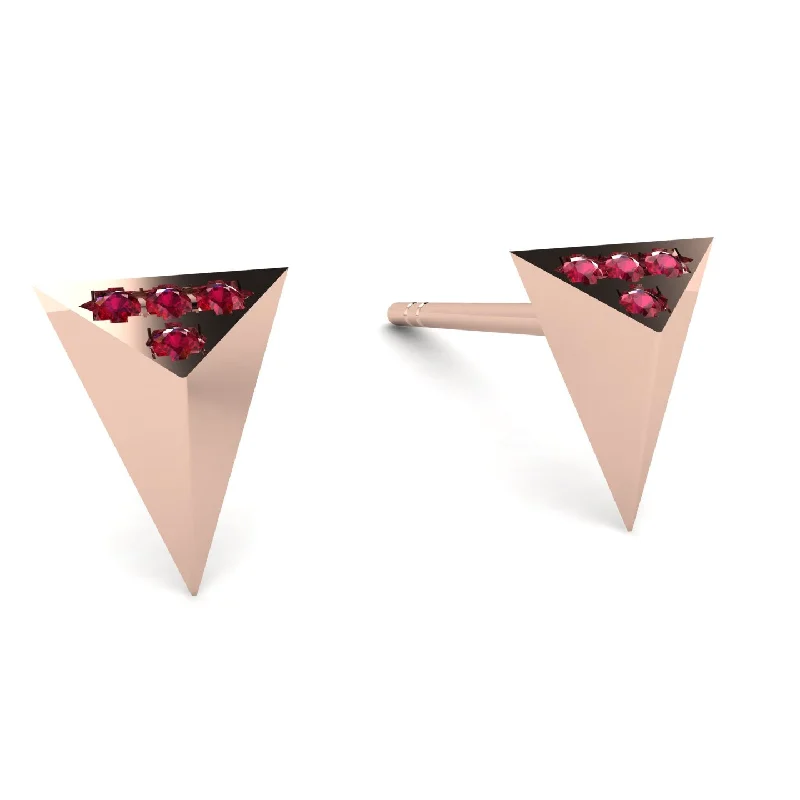 Ladies Earrings Natural Stone -Triangle Ruby Earrings - Livia No. 11