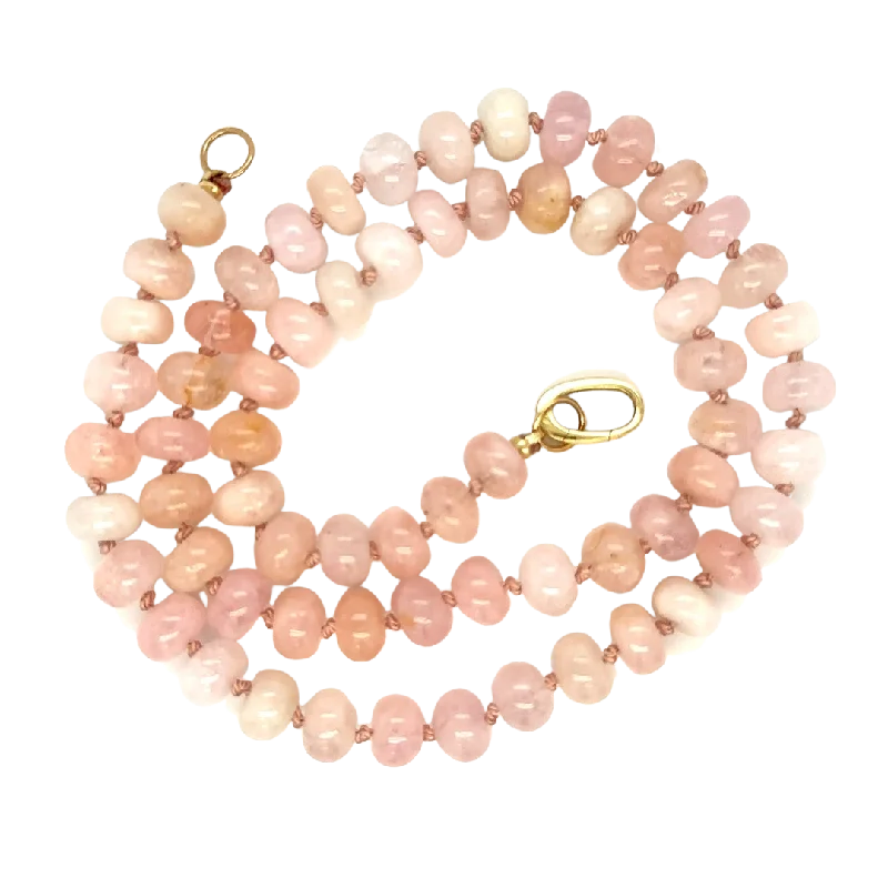 Wedding pendant necklaces for women-Morganite Gemstone Bead Necklace