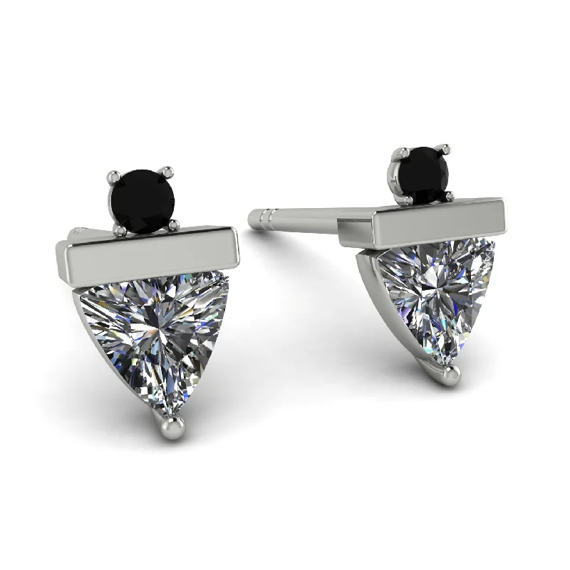 Ladies Earrings Nano -Triangle Diamond Earrings With Round Stone - Estella No. 33