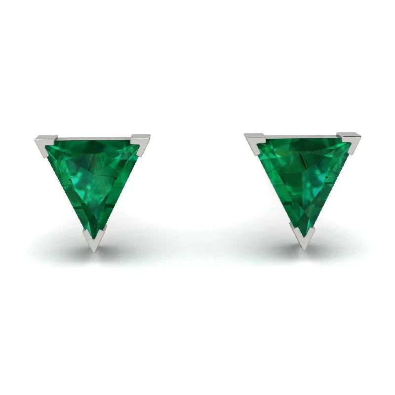 Ladies Earrings Store -Triangle Cut Emerald Earrings  - Clementine No. 6