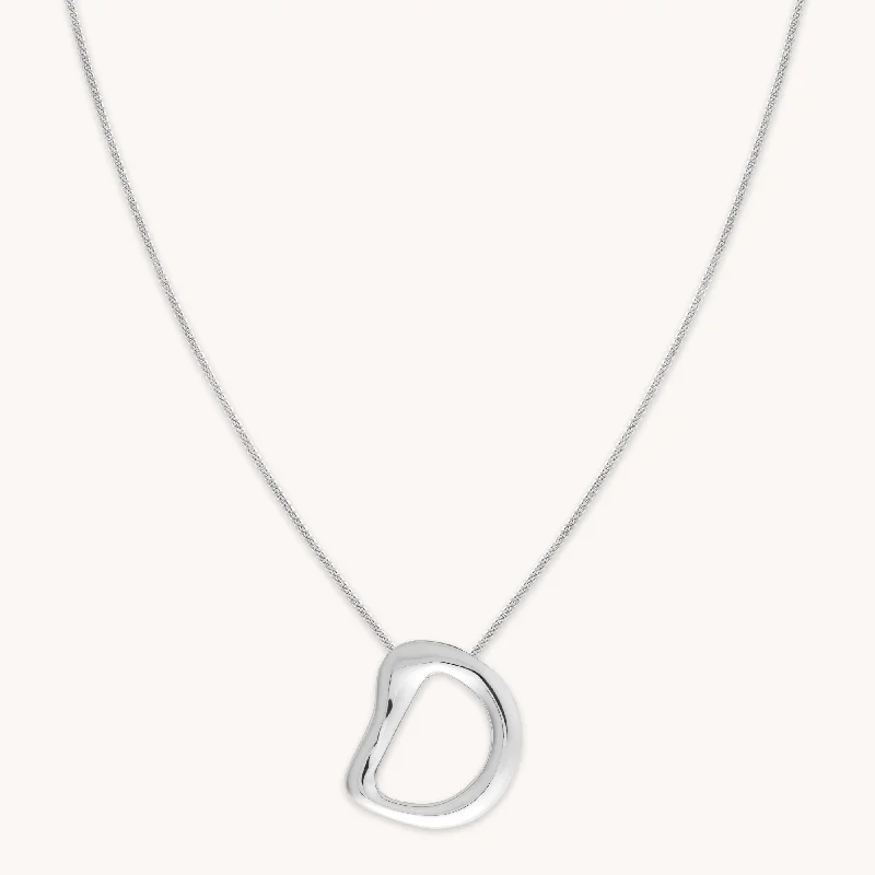 Necklace sets for women-D Initial Bold Pendant Necklace in Silver