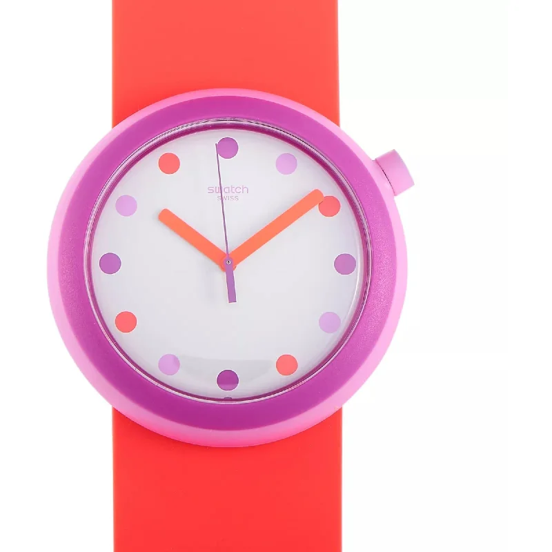 Unisex watch heart monitor -Swatch Women's Watch - Popalicious Quartz White Dial Orange Silicone Strap | PNP100