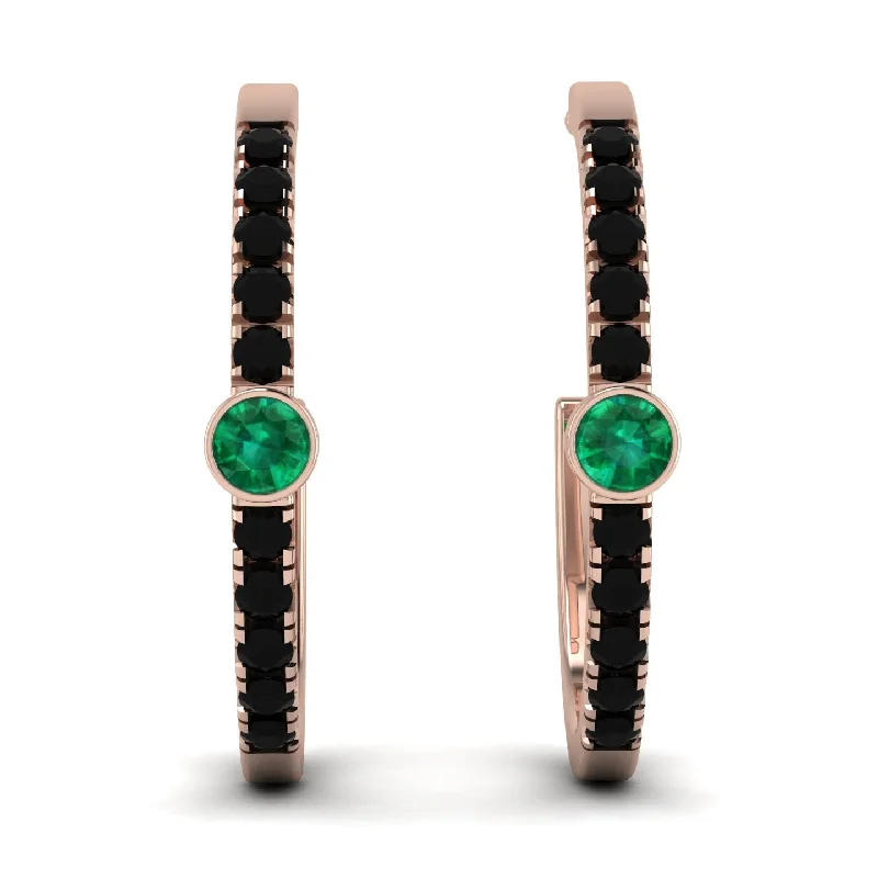 Ladies Earrings Hybrid -Hoop Emerald Earrings Micro Pave - Ansley No. 35