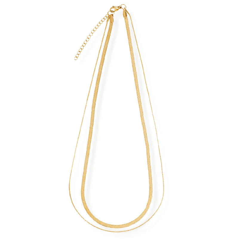 Simple gold chain necklaces for women-Cassia Double Chain Necklace