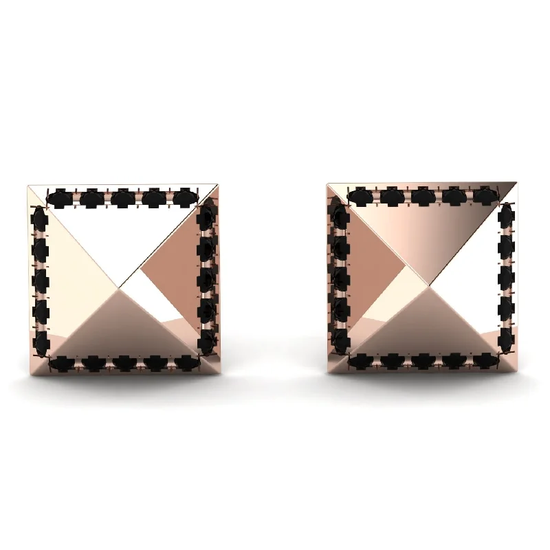 Ladies Earrings Wrap Around -Square Black Diamond Earrings - Elora No. 8