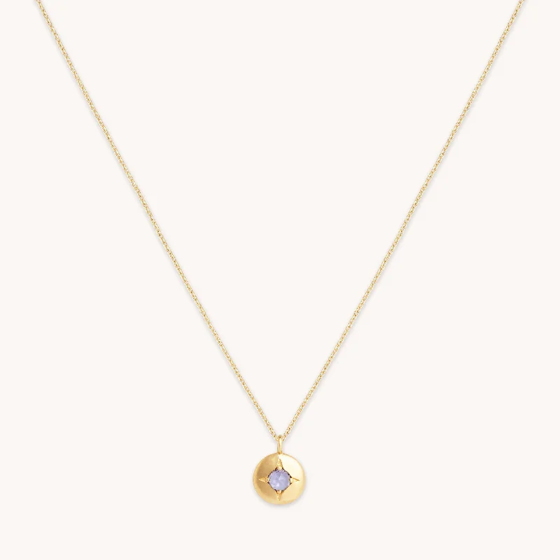 Minimalist silver necklaces for women-December Tanzanite Birthstone Necklace in Solid Gold