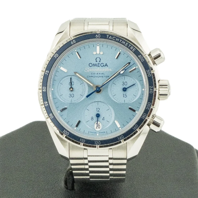 Unisex watch ceramic finish -Omega Speedmaster 38 Steel on Steel Blue Dial - 7" (324.30.38.50.03.001)