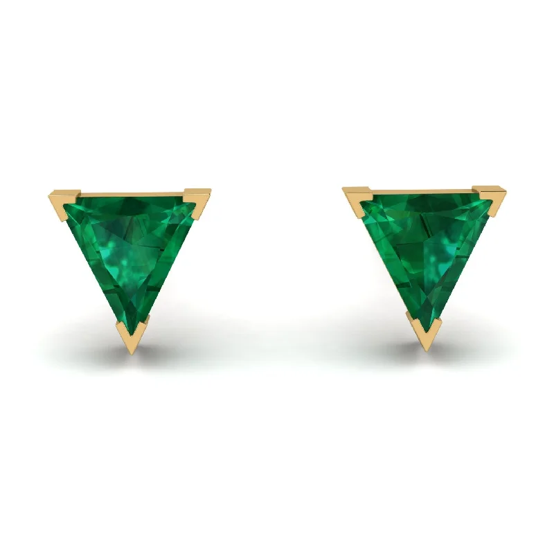 Ladies Earrings Retail -Triangle Cut Emerald Earrings  - Clementine No. 4