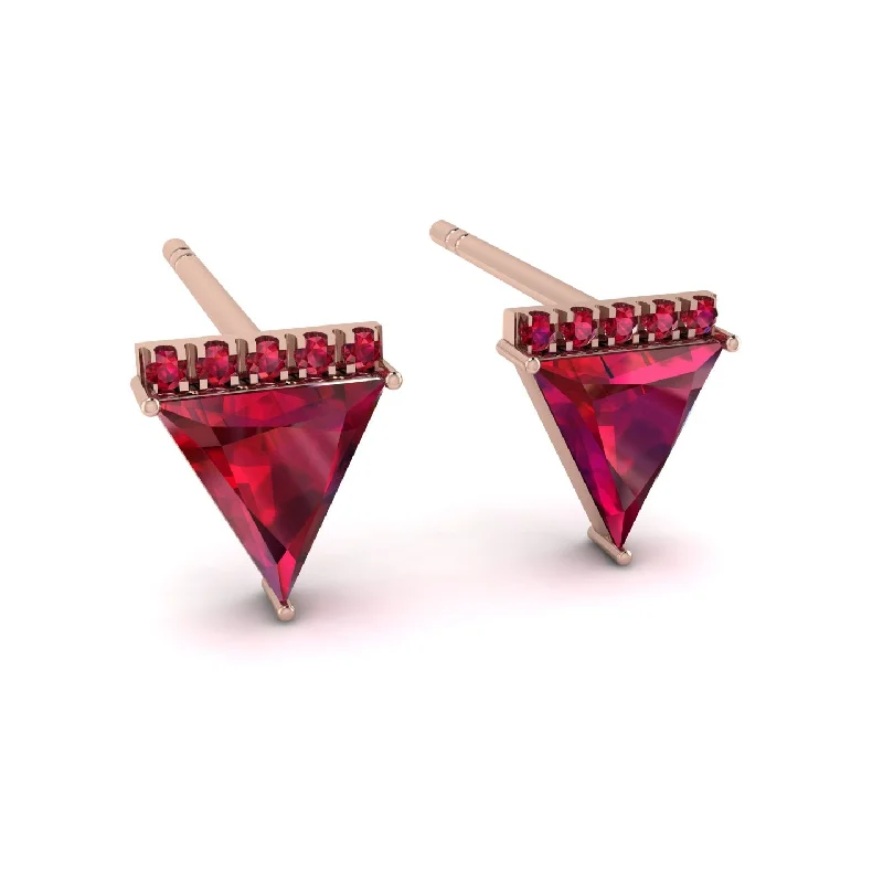 Ladies Earrings Plastic -Triangle Ruby Earrings Stud - Kairi No. 11