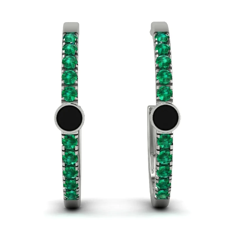 Ladies Earrings Galaxy -Hoop Black Diamond Earrings Micro Pave - Ansley No. 24