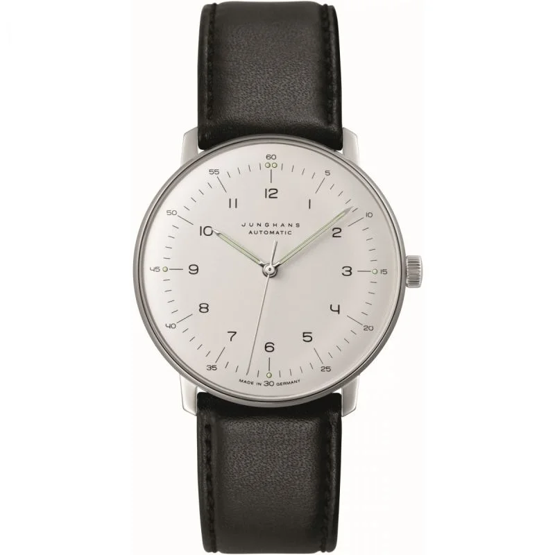 Unisex watch summer pick -Mens Junghans 'max bill' Silver, White and Black Stainless Steel Automatic Swiss Watch