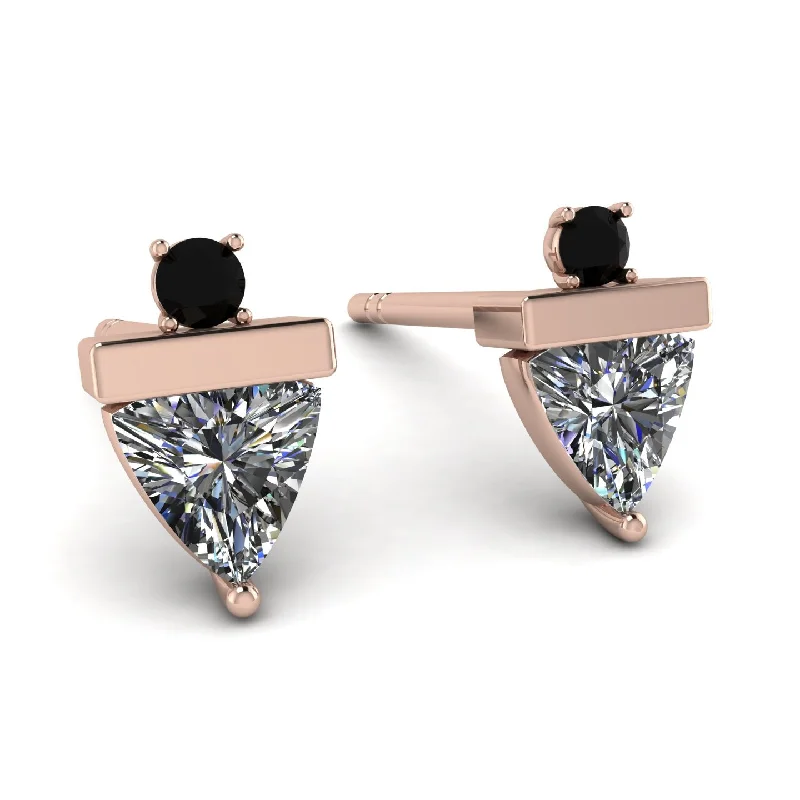 Ladies Earrings Micro -Triangle Diamond Earrings With Round Stone - Estella No. 32