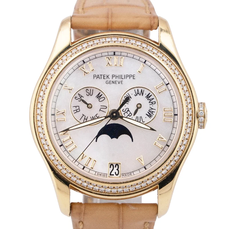 Unisex watch Western vibe -UNPOLISHED Patek Philippe Annual Calendar DIAMOND MOP Gold 37mm 4936J Watch BOX