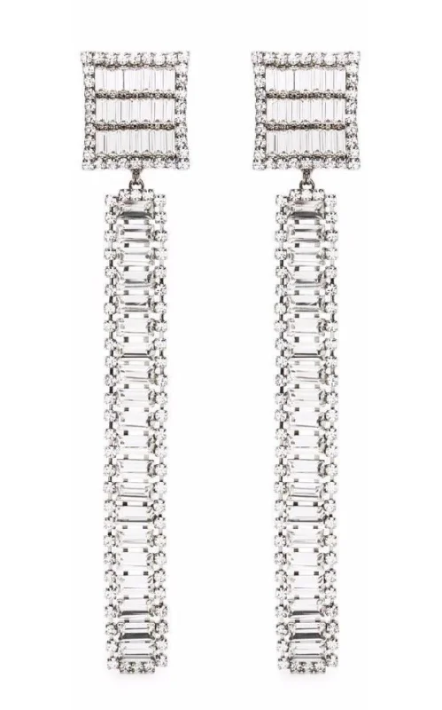 Ladies Earrings Recycled -Long Crystal-embellished Earrings