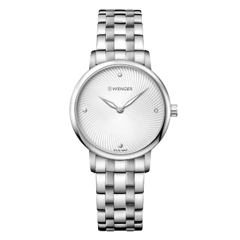 Unisex watch birthday present -Wenger 01.1721.109 Women's Urban Donnissima Silver Dial Stainless Steel Crystal Watch