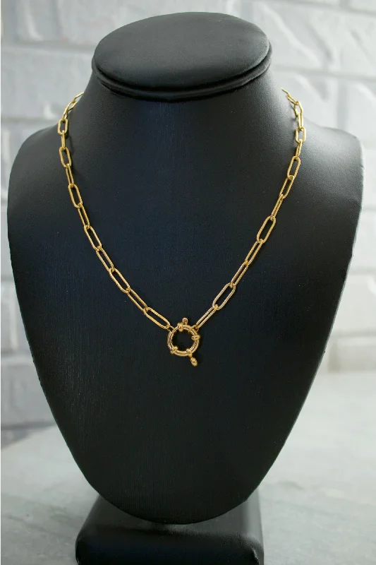 Gold heart necklaces for women-18K Emily Charm Clasp Necklace