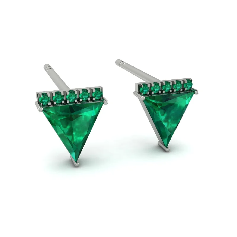 Ladies Earrings Wood -Triangle Emerald Earrings Stud - Kairi No. 6