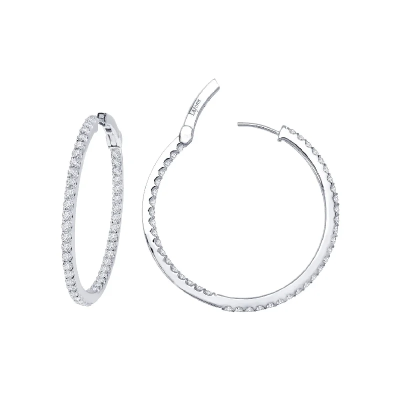 Ladies Earrings Luxury Brand -Lafonn Simulated Diamond 2.64ct Inside Out 30mm Hoop Earrings E3017CLP