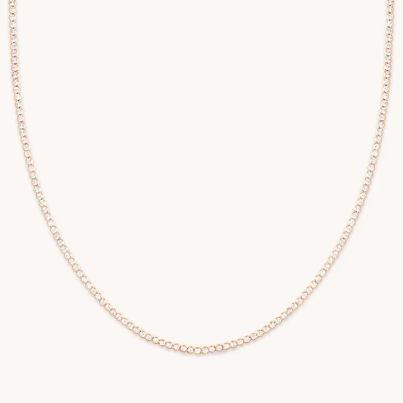 Long gold necklaces for women-Gleam Tennis Chain Necklace in Rose Gold