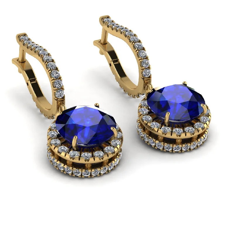 Ladies Earrings Flow -Hidden Halo Sapphire Hoop Earrings - Catalina No. 13