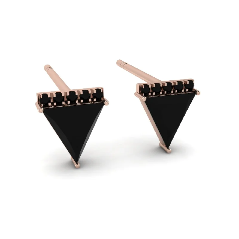 Ladies Earrings Cork -Triangle Black Diamond Earrings Stud - Kairi No. 8