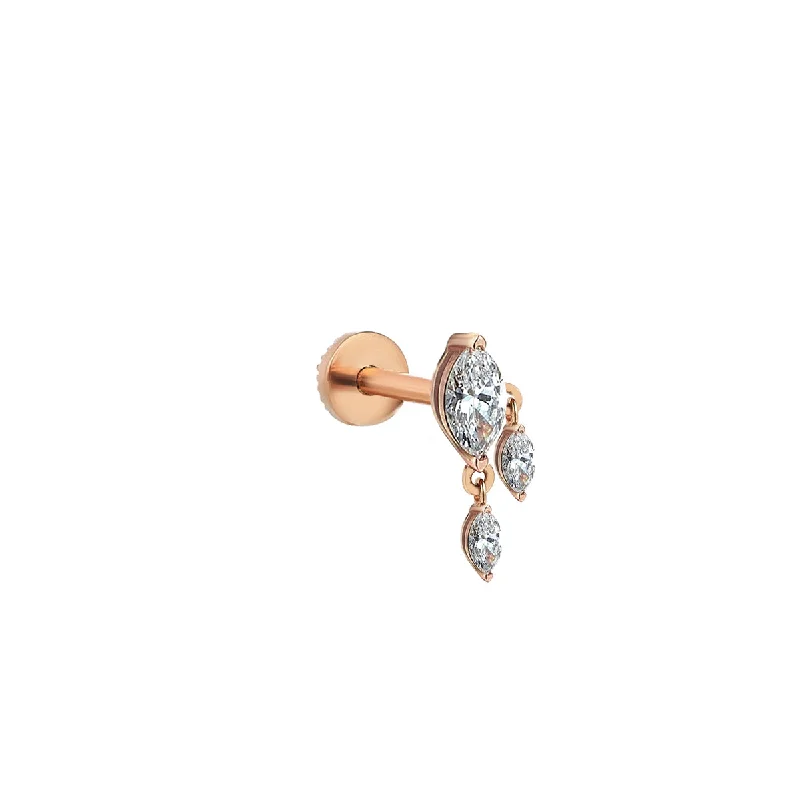 Ladies Earrings Fusion -Marquise Dangling Diamond Piercing Earring