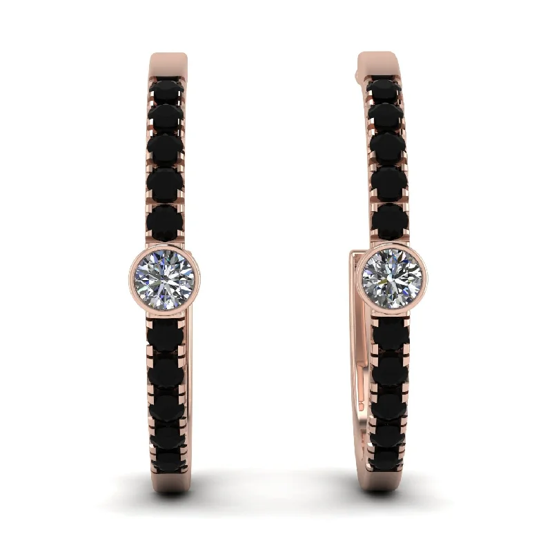 Ladies Earrings Traditional -Hoop Diamond Earrings Micro Pave - Ansley No. 32