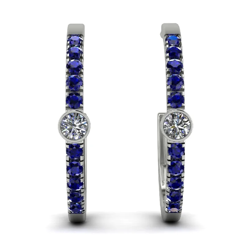 Ladies Earrings Linear -Hoop Diamond Earrings Micro Pave - Ansley No. 63