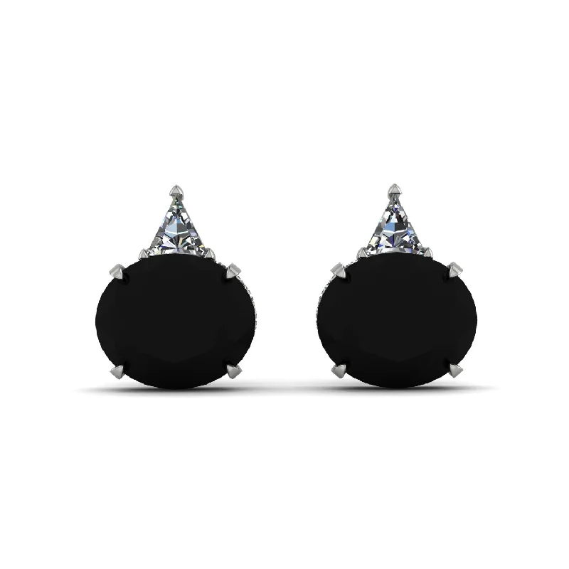 Ladies Earrings Engagement -Hidden Halo Black Diamond Earrings - Rosalie No. 9