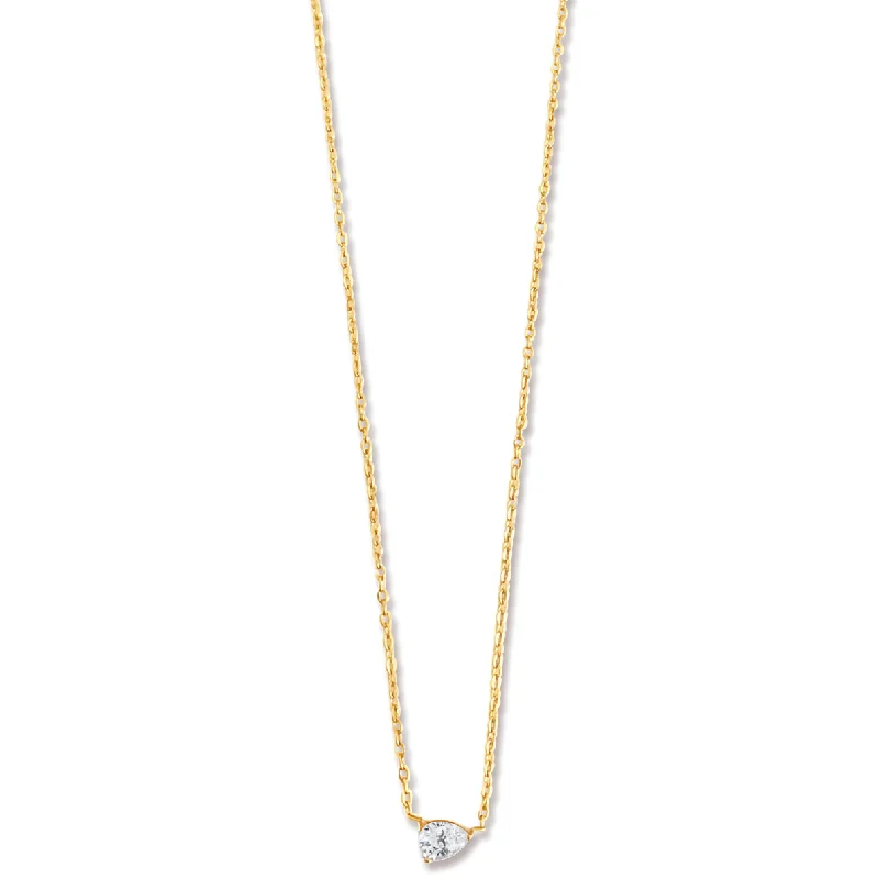 Simple pearl necklaces for women-Lola Solitaire Sideways Pear Necklace