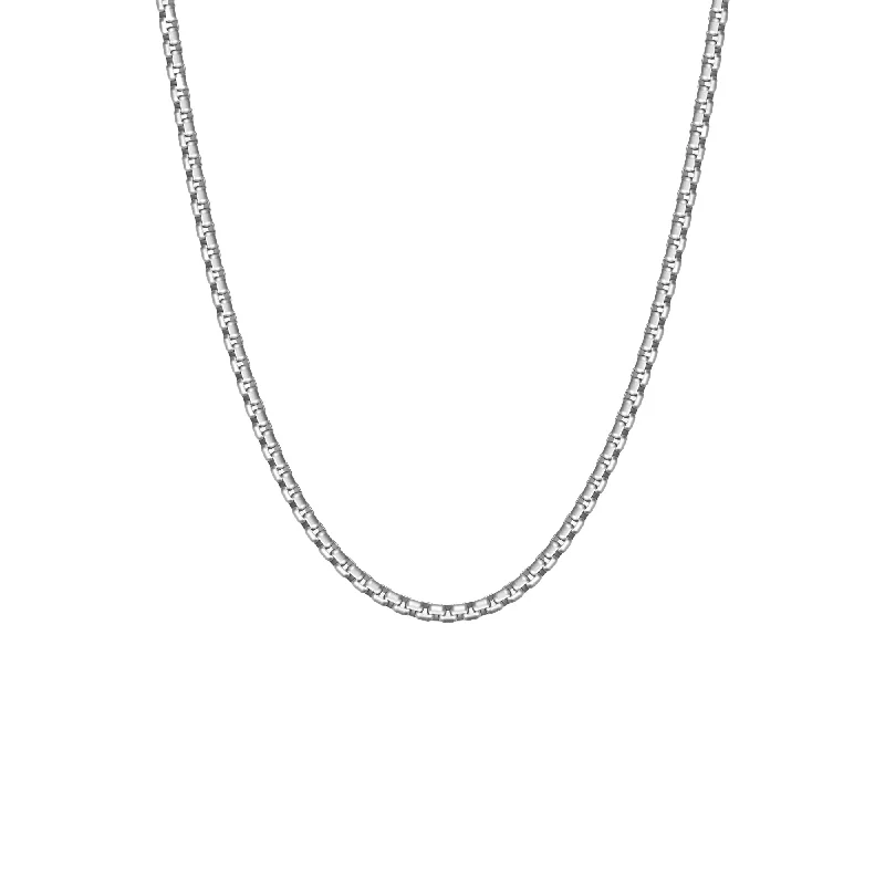 Long gold necklaces for women-Boxed Chain Necklace Silver Adjustable 50-60cm/20-24'