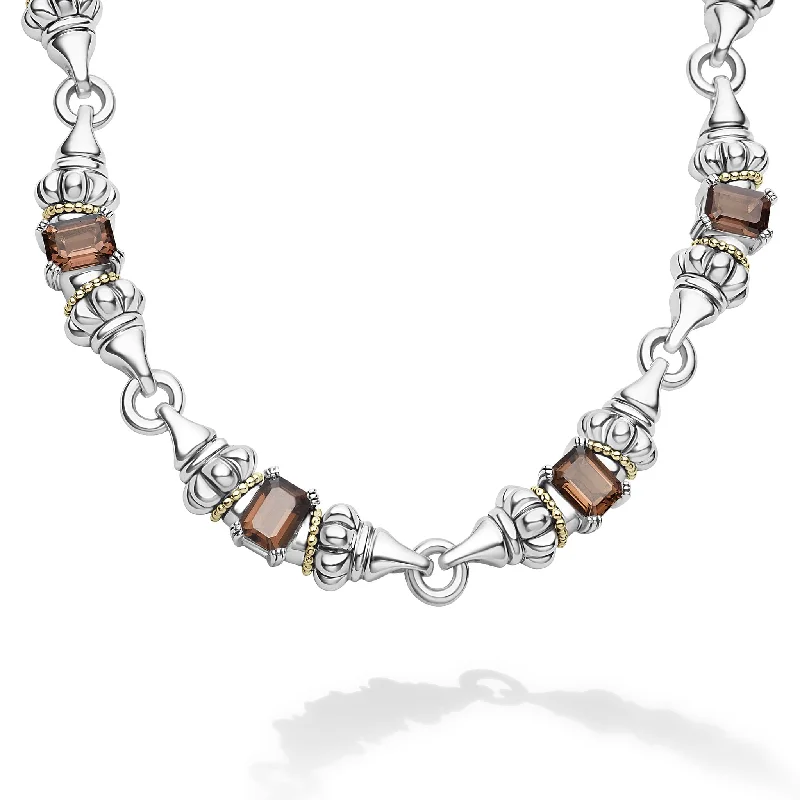 Designer necklaces for women-Glacier Smokey Quartz Caviar Necklace