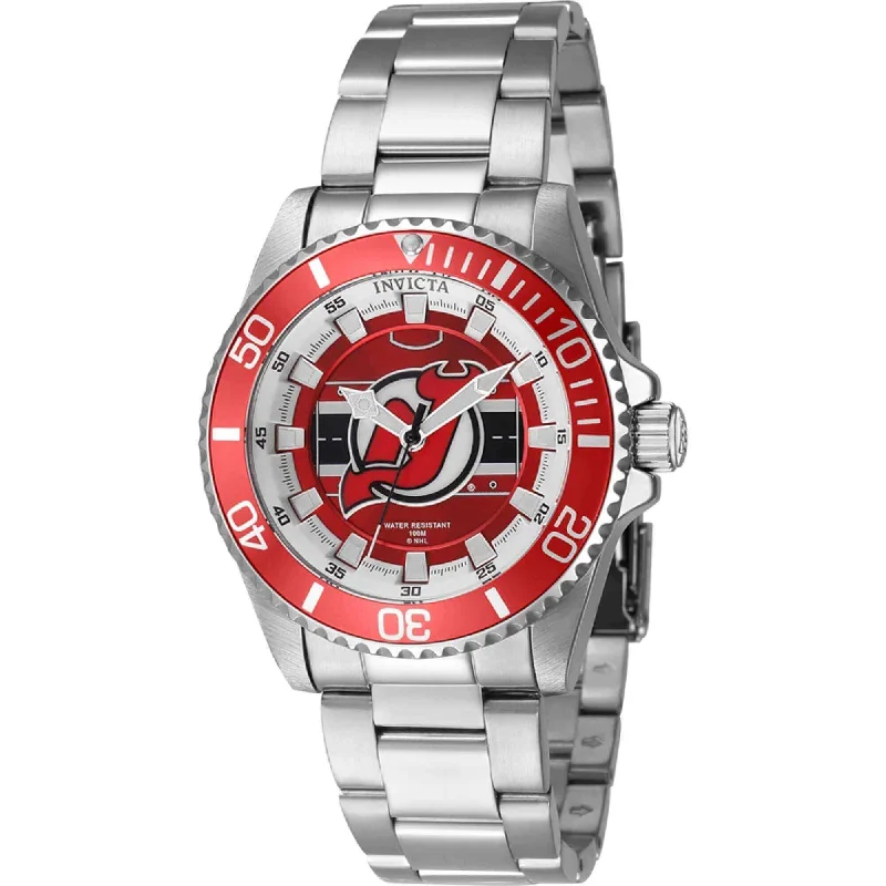 Unisex watch diamond accents -Invicta Women's Quartz Watch - NHL New Jersey Devils Silver Stainless Steel | 42221