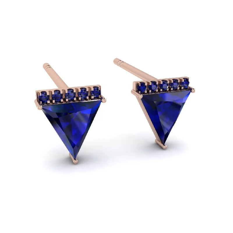 Ladies Earrings Porcelain -Triangle Sapphire Earrings Stud - Kairi No. 14