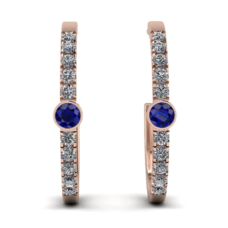 Ladies Earrings Initial -Hoop Sapphire Earrings Micro Pave - Ansley No. 14