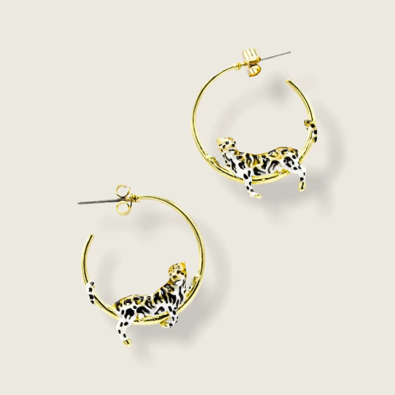 Ladies Earrings Hot -Clouded Leopard Hoop Earrings by Bill Skinner