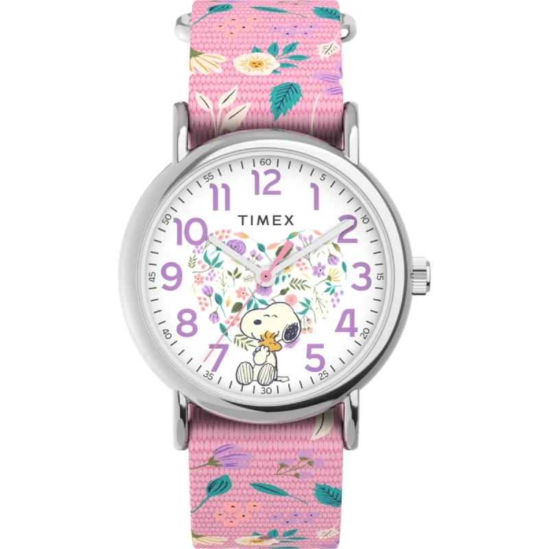 Unisex watch buying advice -Timex Women's Watch - Weekender X Peanuts In Bloom Pink Fabric Strap | TW2V77800GP