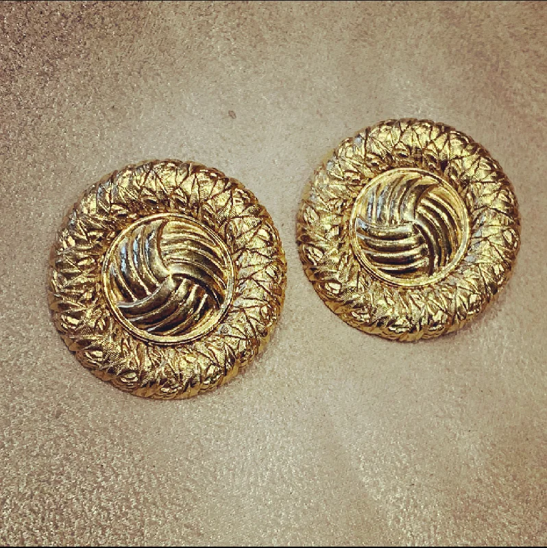 Ladies Earrings Mega -Yves Saint Laurent Gold disc vintage earrings