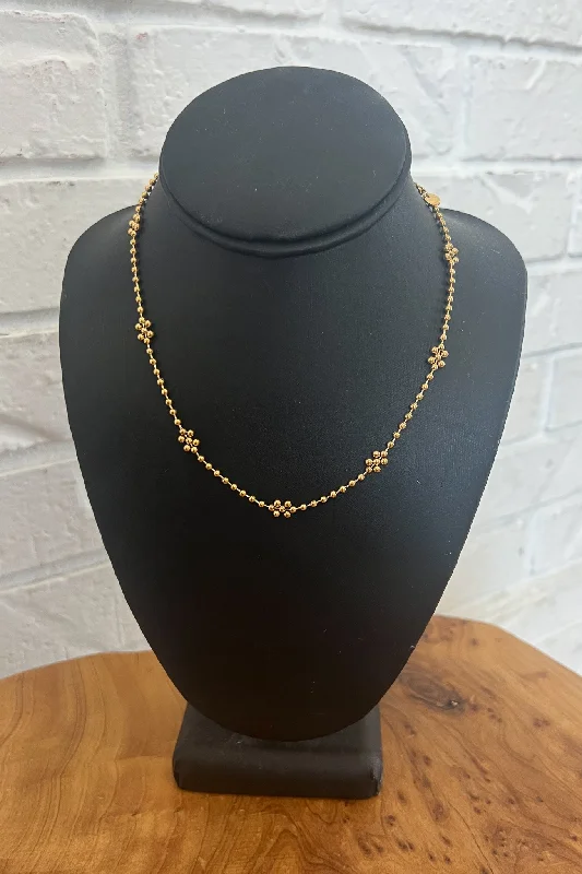 Bar necklaces for women-18K Dainty Gold Ball Necklace