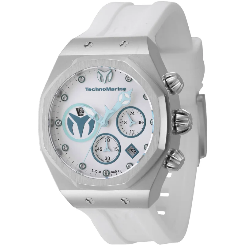 Unisex watch light luxury -Technomarine Women's Watch - Reef Sun Chronograph White Silicone Strap | TM-523005