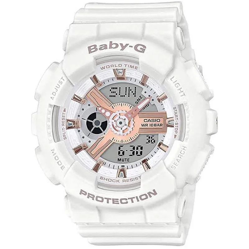 Unisex watch ceramic finish -Casio Women's Analog-Digital Watch - Baby-G White Resin Strap | BA110RG-7A