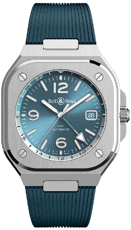 Unisex watch mechanical movement -Bell & Ross BR05 GMT Stainless Steel Sky Blue 41mm Watch