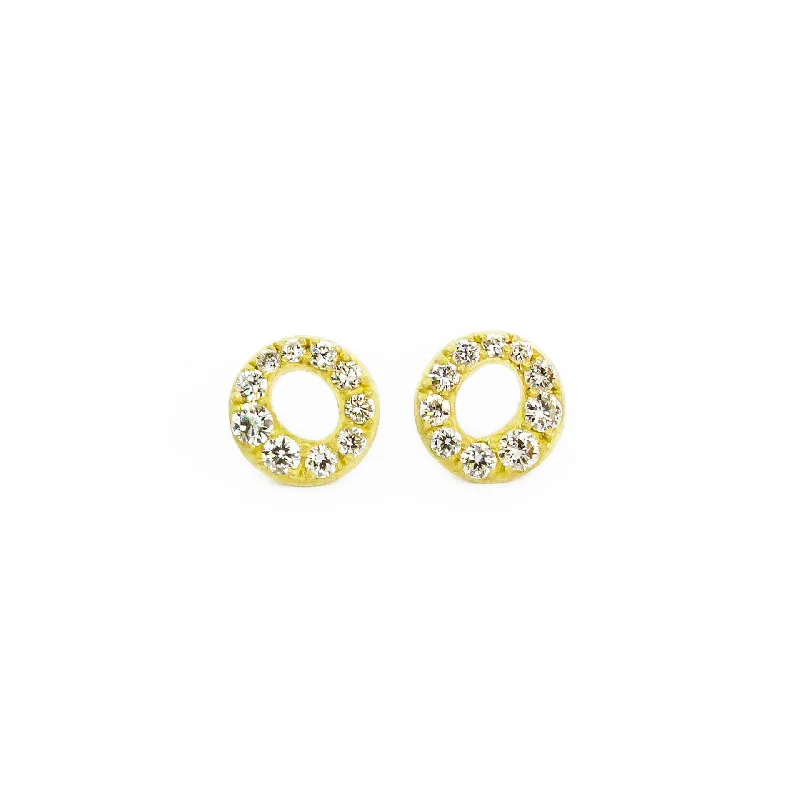 Ladies Earrings Chain -Mini Pave Halo Stud Earrings