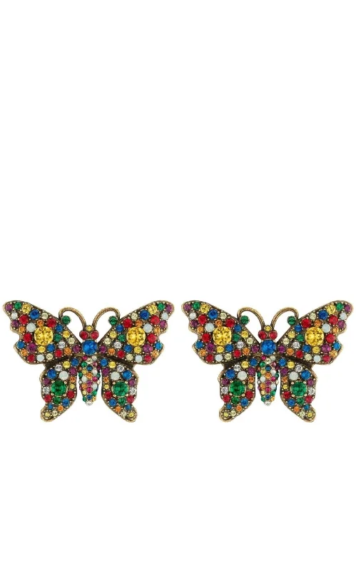 Ladies Earrings Pair -Crystal Studded Butterfly Earrings