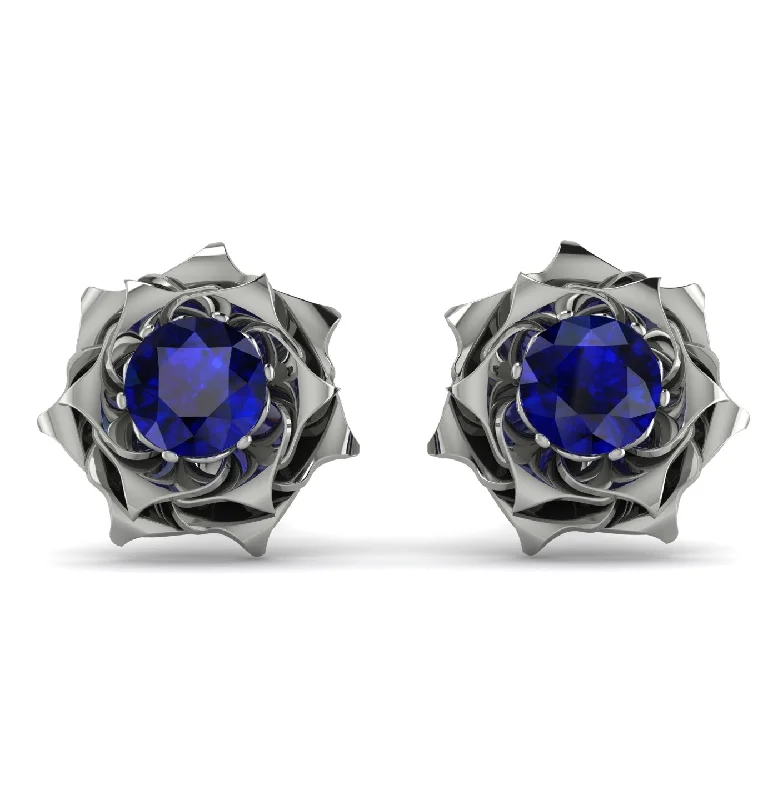 Ladies Earrings Heavy -A lady's Rose Sapphire Earrings- Elena no. 15