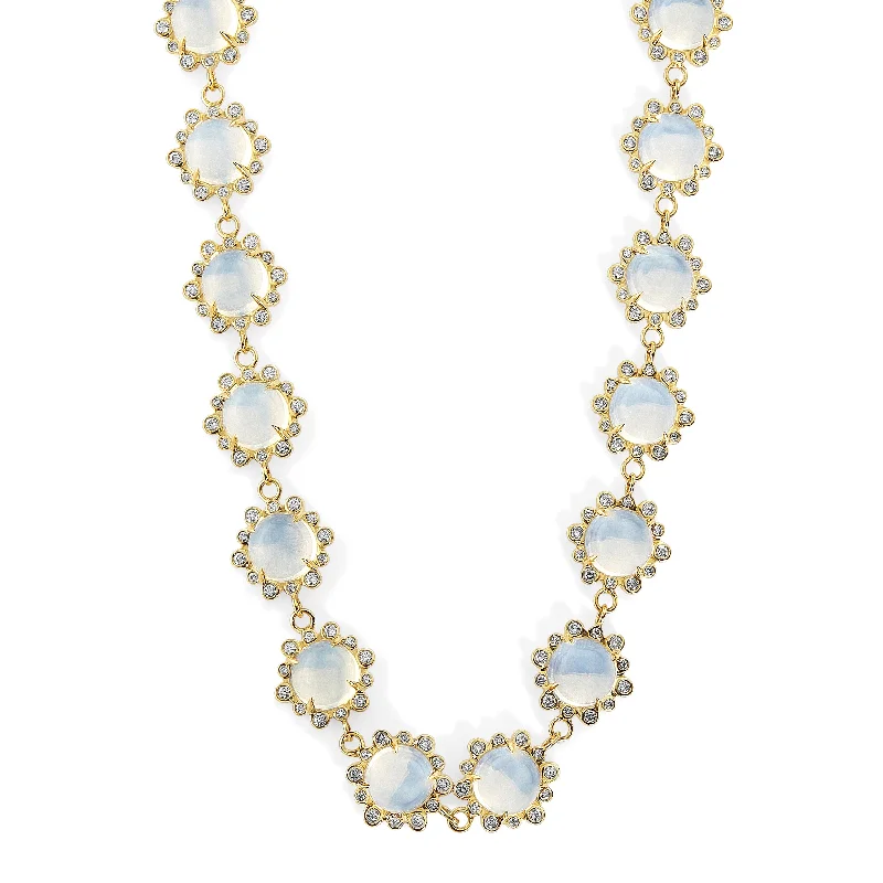 Classic necklaces for women-Diamond Moon Necklace